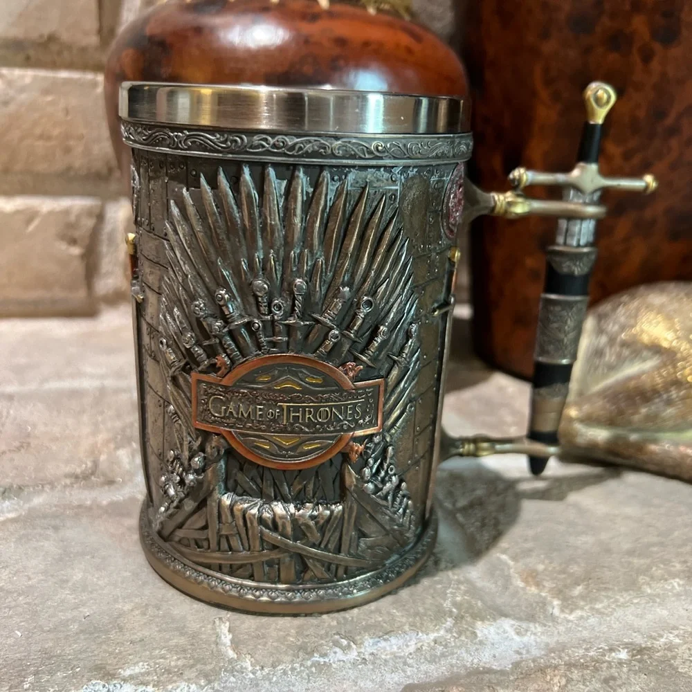 Game of Thrones Iron Throne Logo Sword Tankard Mug EUC